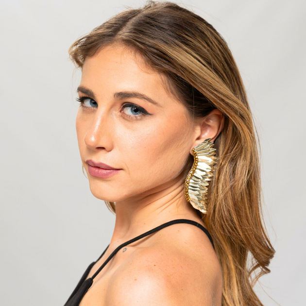 Gold Statement Wing Earrings - Vani Trapani