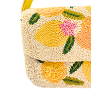 Lemon Beaded Shoulder Bag-Handmade Summer Cocktail Party Purse