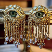 Surreal Dangle Eye Clip On Earrings