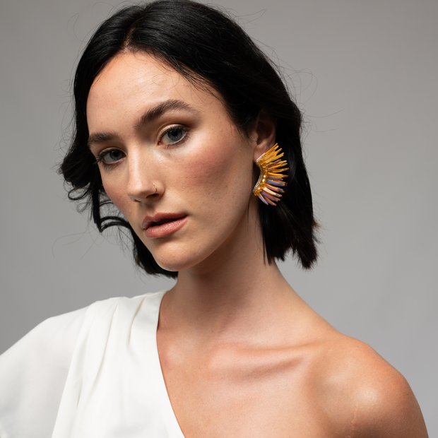 Iridescent Gold Angel Wing Earrings