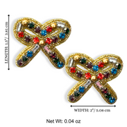 Multi color Rhinestone Bow Earrings – Handmade Crystal Beaded Jewelry for Women