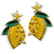 Lemon Earrings – Handmade Beaded Fruit Dangle Jewelry