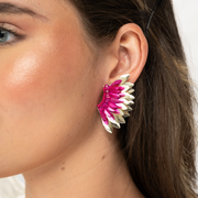 Small Wing Earrings-Fuscia Gold