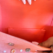 Peach Beaded Shoulder Bag – Handmade Floral Summer Purse
