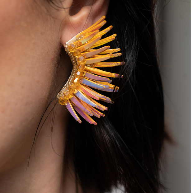 Iridescent Gold Angel Wing Earrings