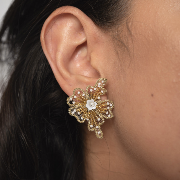 Guilded Floral Stud Earrings