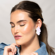 Small Wing Earrings-Iridescent White