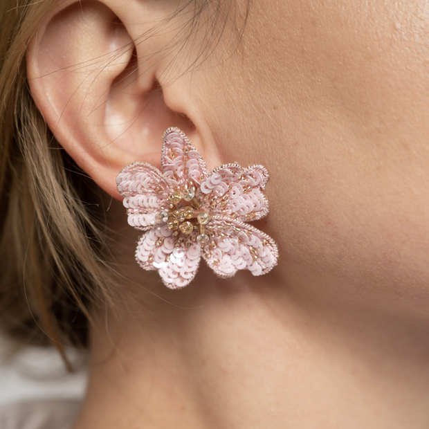 Pink Peony Stud Earrings