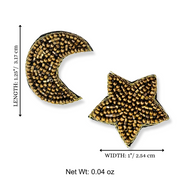 Moon Star Earrings Handmade Beaded Charm Jewelry in Gold