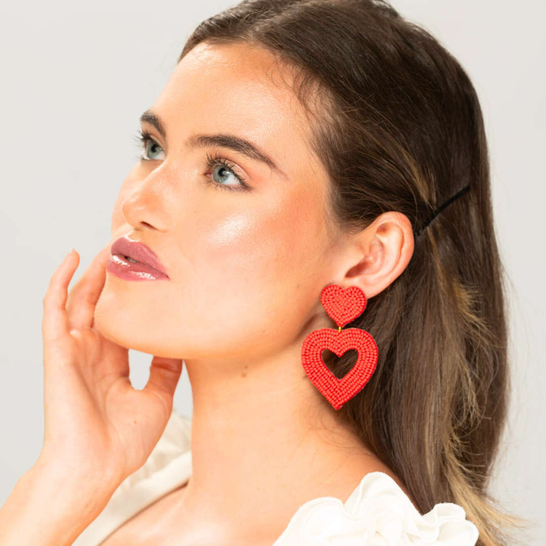 Lisa Heart Earrings- Red Heart Earrings - Vani Trapani