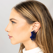 Navy Blue Angel Wing Earrings