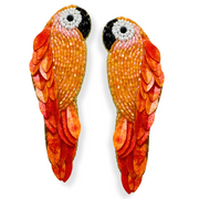 Parrot Stud Earrings Handmade Beaded Charm Jewelry- Orange