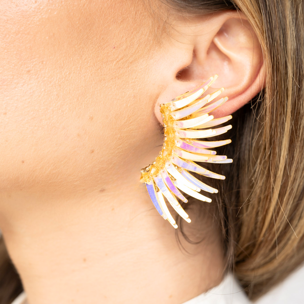 Iridescent Gold Angel Wing Earrings