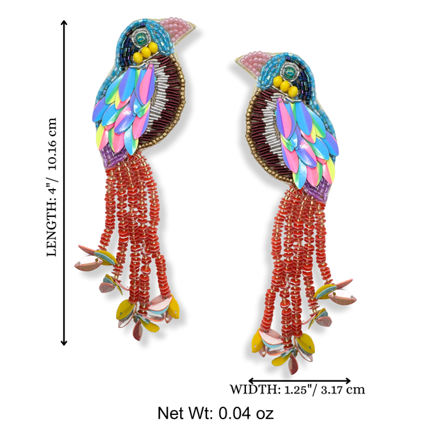 Exotic Bird  Earrings – Colorful Handmade Beaded Earrings