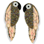 Parrot Drop Earrings Handmade Beaded Charm Jewelry-Rosegold