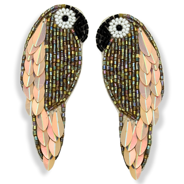 Parrot Drop Earrings Handmade Beaded Charm Jewelry-Rosegold