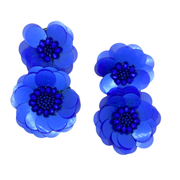 Blue Flower Dangle Handmade Charm Sequin Jewelry
