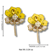 Yellow Flower Dangle Handmade Sequin Charm Jewelry Gift