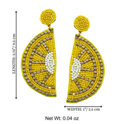 Handmade Beaded Lemon Slice Dangle Charm Earrings Jewelry
