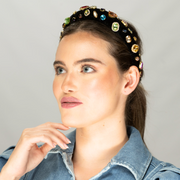 Multicolor Gem Headband Black