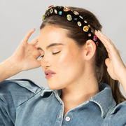 Multicolor Gem Headband Black