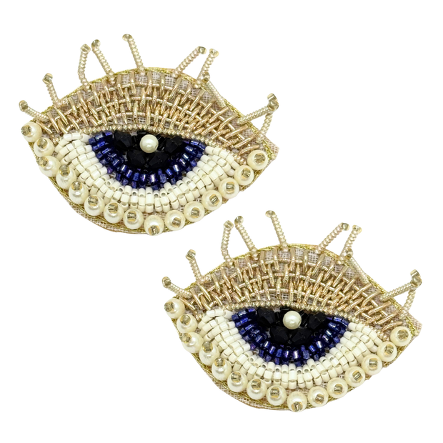 Gold Evil Eye Earrings Beaded Handmade Charm Jewelry Protection Gift Stud