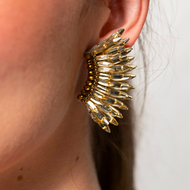 Gold Crystal Wing Earrings