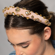 Gold Gem Headband blush Pink