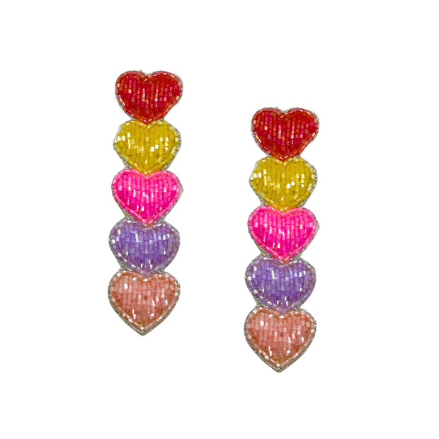Beaded Heart Stud Handmade Charm Jewelry Long Gift