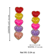 Beaded Heart Stud Handmade Charm Jewelry Long Gift
