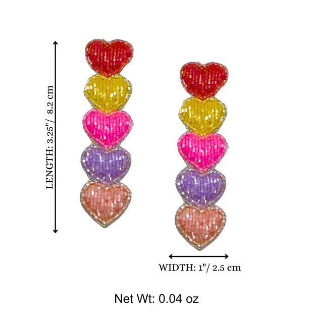 Beaded Heart Stud Handmade Charm Jewelry Long Gift