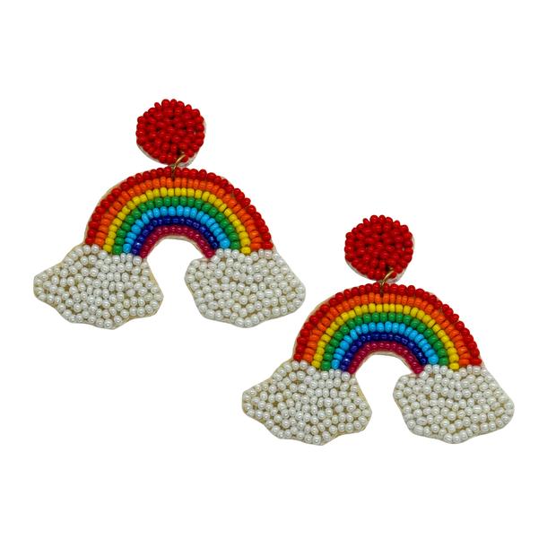Rainbow Cloud Dangle Handmade Charm Beaded Earrings Gift
