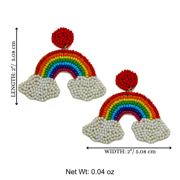 Rainbow Cloud Dangle Handmade Charm Beaded Earrings Gift