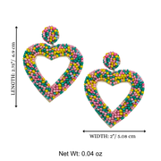 Open Heart Dangle Handmade Beaded Charm Earrings Gift