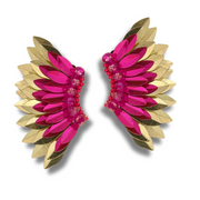 Small Wing Earrings-Fuscia Gold