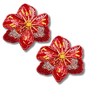 Beaded Flower Post Handmade Stud Earrings Red Charm Gift