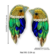 Iridescent Green Hummingbird Earrings Handmade Beaded Charm Jewelry