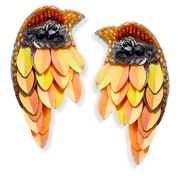 Iridescent Yellow Hummingbird Earrings Handmade Beaded Charm Jewelry