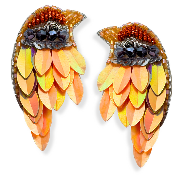 Iridescent Yellow Hummingbird Earrings Handmade Beaded Charm Jewelry
