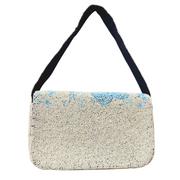 White & Blue Palm Tree Beaded Shoulder Bag