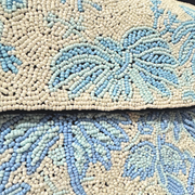 White & Blue Palm Tree Beaded Shoulder Bag