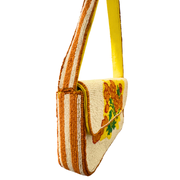 Floral Beaded Shoulder Bag – Handmade Yellow Flower Purse