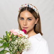 Multicolor Gem Headband White