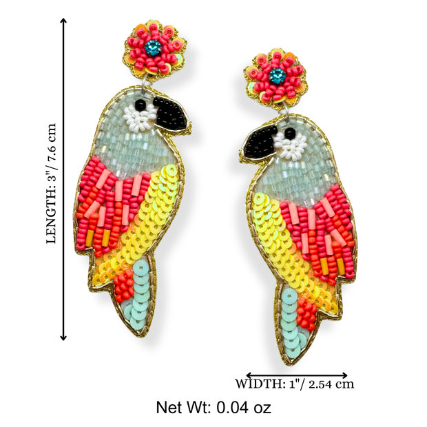 Macaw Parrot Earrings Handcrafted Beaded Jewelry