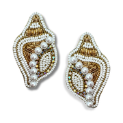 Handmade Beaded Conch Shell Jewelry Dangle Charm Earrings