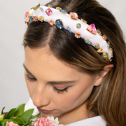 Multicolor Gem Headband White