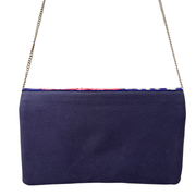 Red Floral Beaded Clutch Purse | Handmade Party Bag with Chain