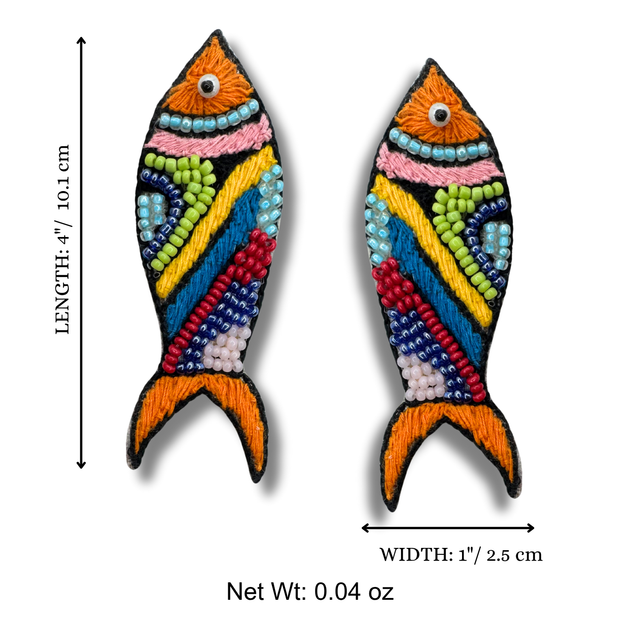 Beaded Fish Stud Handmade Charm Jewelry Tropical Accessory