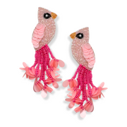Pink Bird  Earrings – Handmade Beaded Earrings