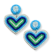 Beaded Heart Dangle Handmade Charm Jewelry Earrings